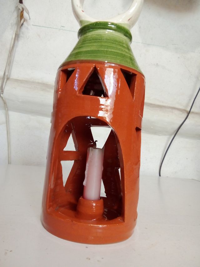 Candelabro portacandele in ceramica alto 30cm