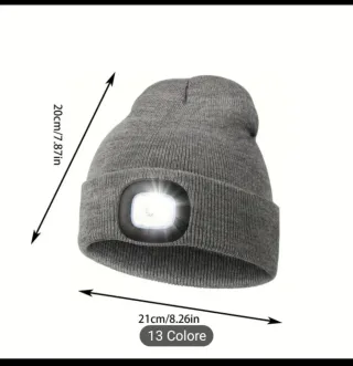 Berretto invernale con luce LED Grigio