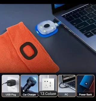 Berretto invernale con luce LED Grigio