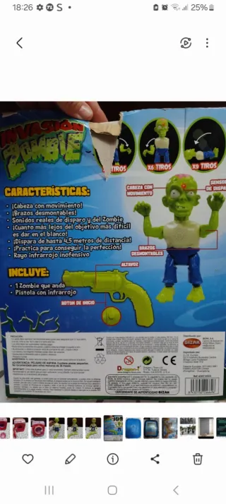 Zombie Invasión Juguete con Pistola