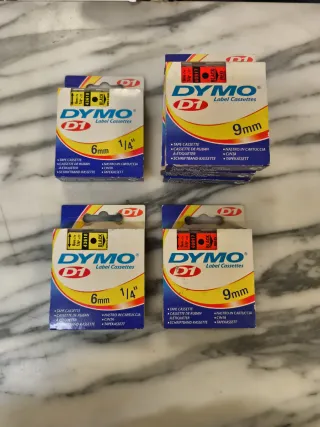 Cintas Dymo D1 6mm Negro y 9mm Negro/Rojo