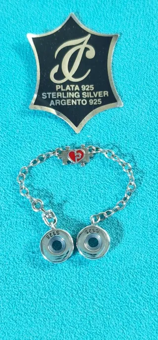Charm Doble Plata 925 "Puzzle Corazón" con cadena.
