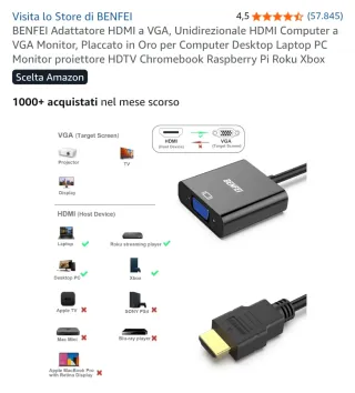 Adattatore BENFEI HDMI a VGA