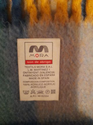 Manta Mora Lana Gris y Mostaza