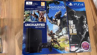PS4 Slim 1TB 3 mandos y 12 juegos.