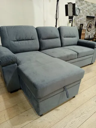 Sofá cama chaise longue gris