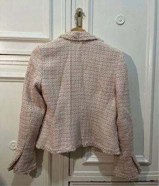 Chaqueta Zara Tweed Rosa y Blanca
