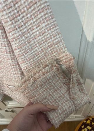 Chaqueta Zara Tweed Rosa y Blanca