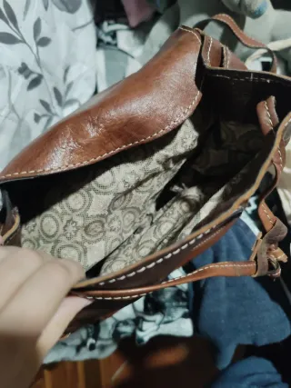 Mochila de cuero marrón