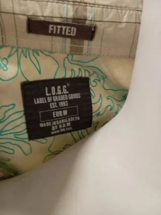 Camisa de caballero H&M cuadros blanco roto, marró