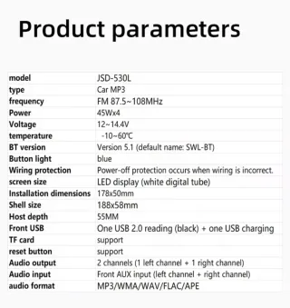 Reproductor Radio Coche BQCC