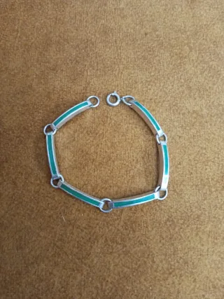 Pulsera Plata 925 con Detalles Verdes