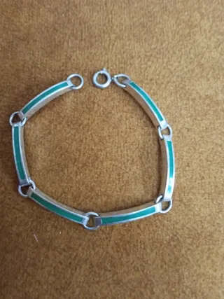 Pulsera Plata 925 con Detalles Verdes