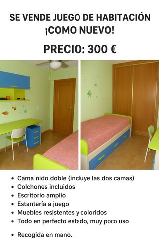 Habitación juvenil completa como nueva