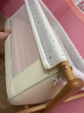 Minicuna plegable madera con dos malla uno rosa