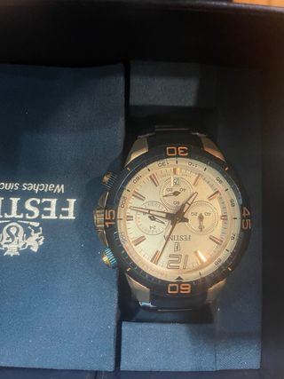 Reloj Festina Azul y Dorado con Caja