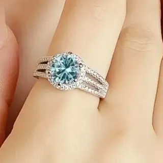 Anillo Plata y Circonitas Azul