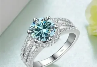 Anillo Plata y Circonitas Azul