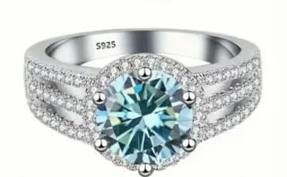 Anillo Plata y Circonitas Azul