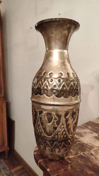 Jarrón decorativo latón dorado y plateado