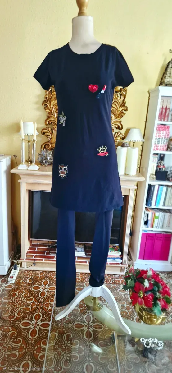 Vestido preto curto com patches