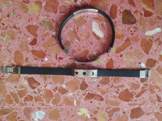 Pulseras Hombre Negras y Plata