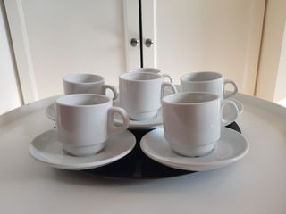 Set 6 Tazas y Platos Porcelana
