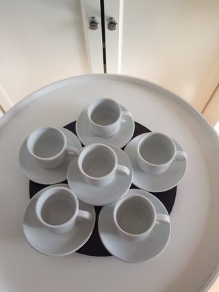 Set 6 Tazas y Platos Porcelana