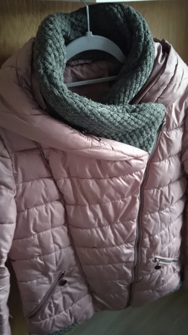 Parka acolchada rosa y gris mujer