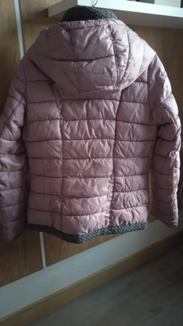 Parka acolchada rosa y gris mujer