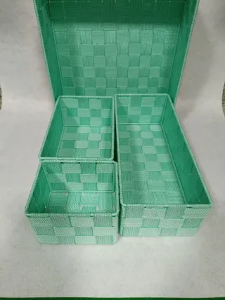 Set 4 Cestas Organizadoras Tejidas Verdes