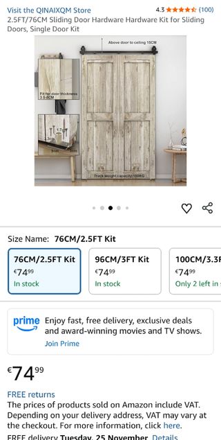 Herraje Puerta Corredera 76.2cm