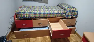 Cama nido juvenil con cajones y cama extraíble
