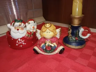 Lotto 3 decorazioni natalizie ceramica