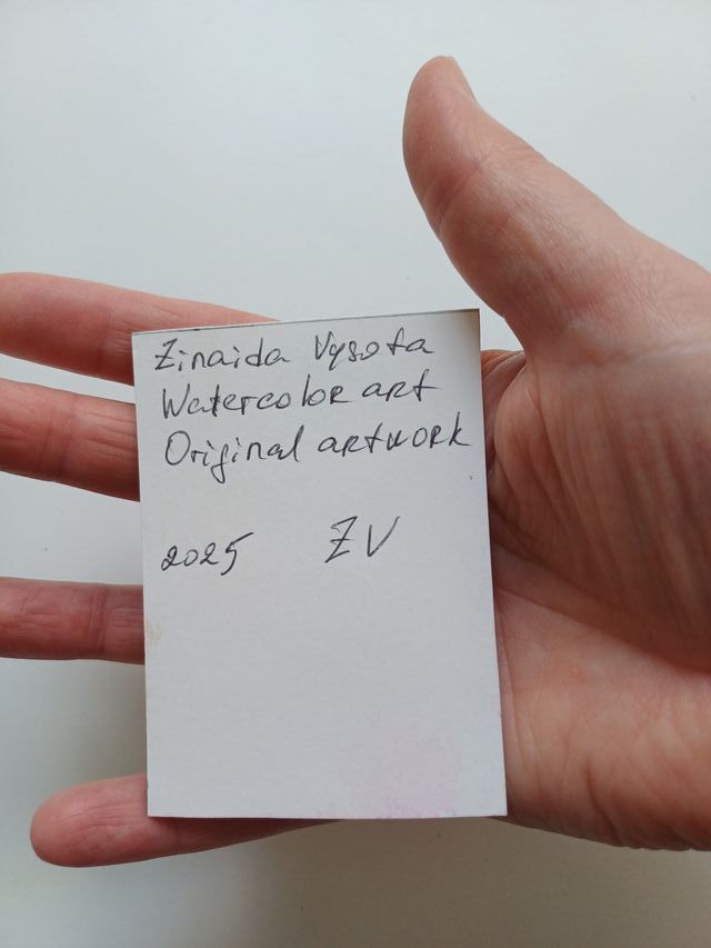 Gato Acuarela Original Arte 9x6cm