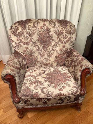Conjunto de tresillo y dos sillones vintage