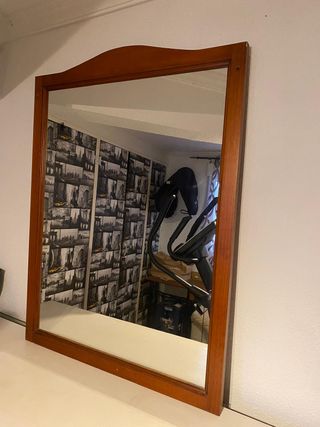 Espejo grande marco madera roble