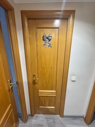 Puerta madera con cristal