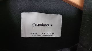 Abrigo paño Stradivarius Negro/Gris Talla M