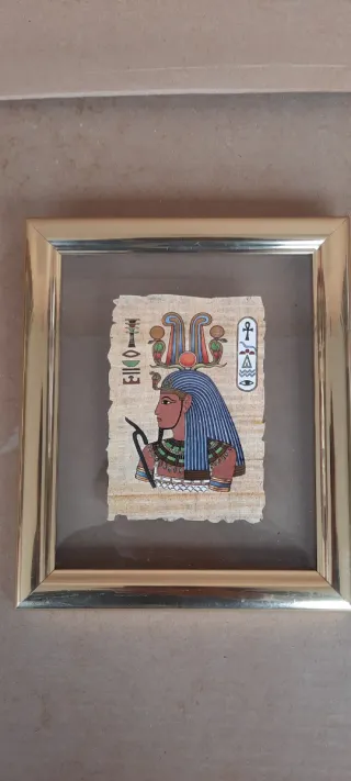 Pareja cuadros egipcios marco dorado