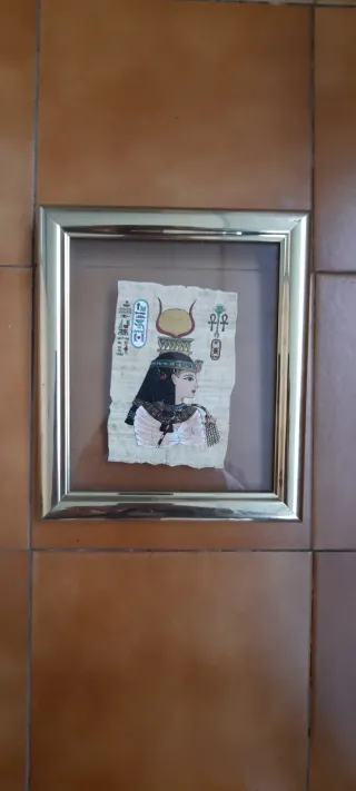 Pareja cuadros egipcios marco dorado