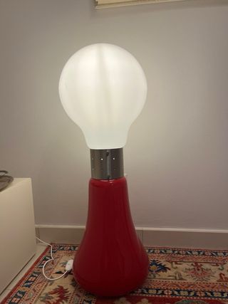 Lampada Birillo Mazzega Vetro Rosso Bianco