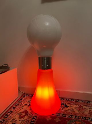 Lampada Birillo Mazzega Vetro Rosso Bianco