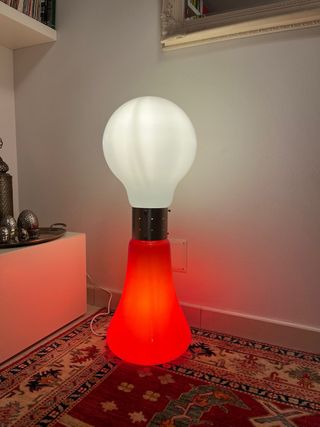 Lampada Birillo Mazzega Vetro Rosso Bianco