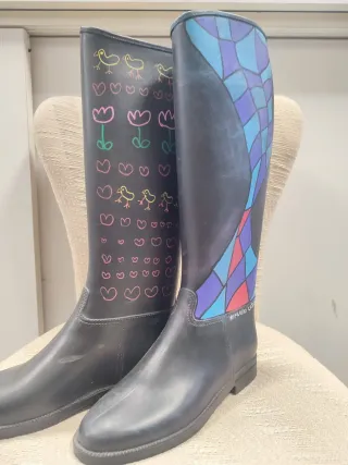 Stivali Gomma Donna Nero Multicolor