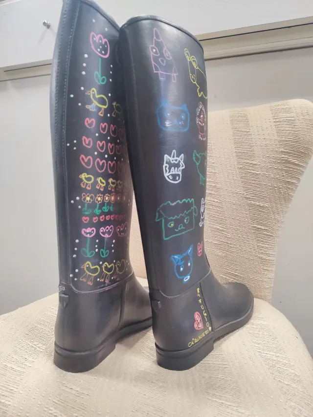 Stivali Gomma Donna Nero Multicolor