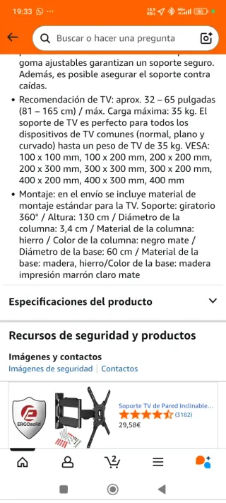 Soporte TV XTRARM base redonda