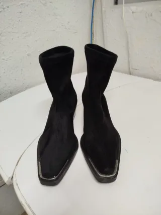 Botines Licra Ante Negro