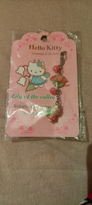 Pulsera Perlas Hello Kitty y llavero móvil