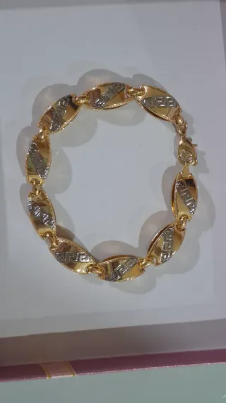 Conjunto Cadena y Pulsera Chapada Oro 18K